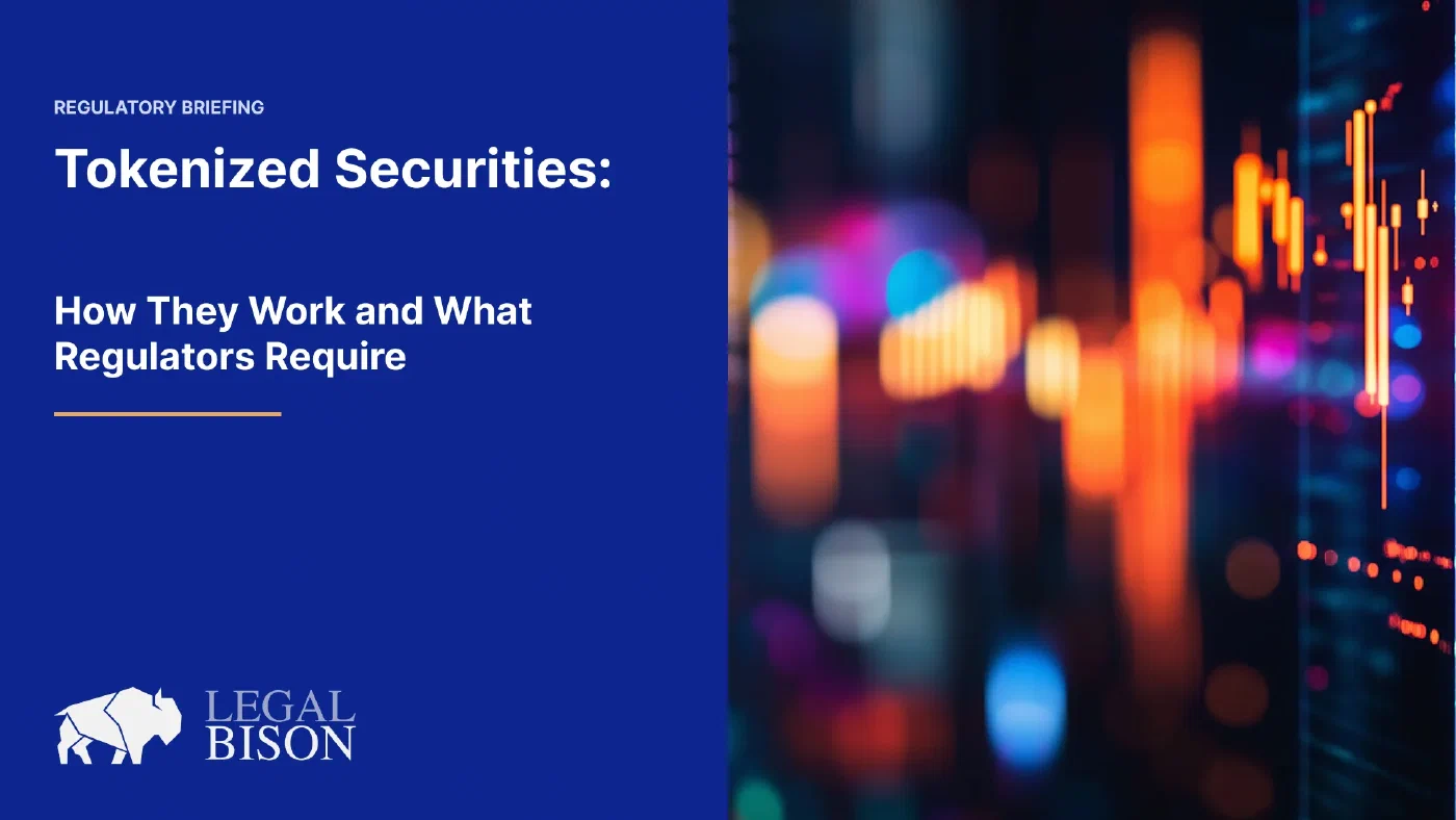 An abstract financial-market light display representing tokenized securities