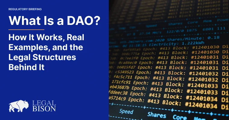Illustration of what a DAO is and how DAO governance and its legal structure work